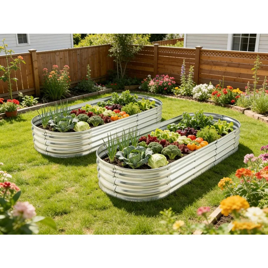 Metal Elevated Garden Bed Planter For Herbs And Vegetables