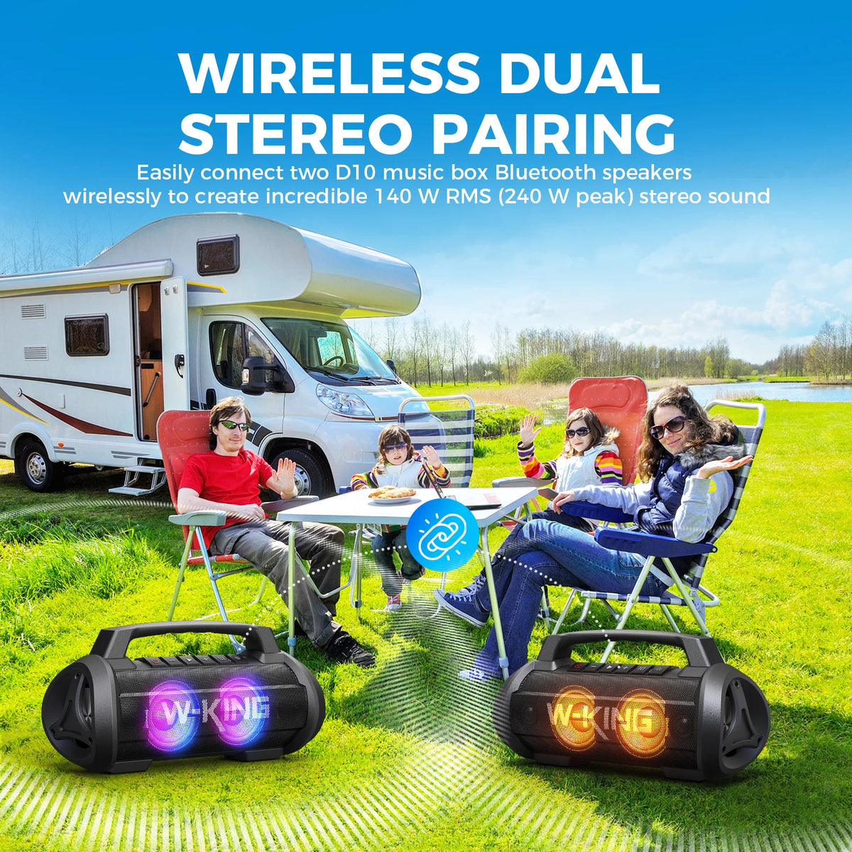W-King 70W Portable Bluetooth Speaker With Subwoofer And IPX6 Waterproof