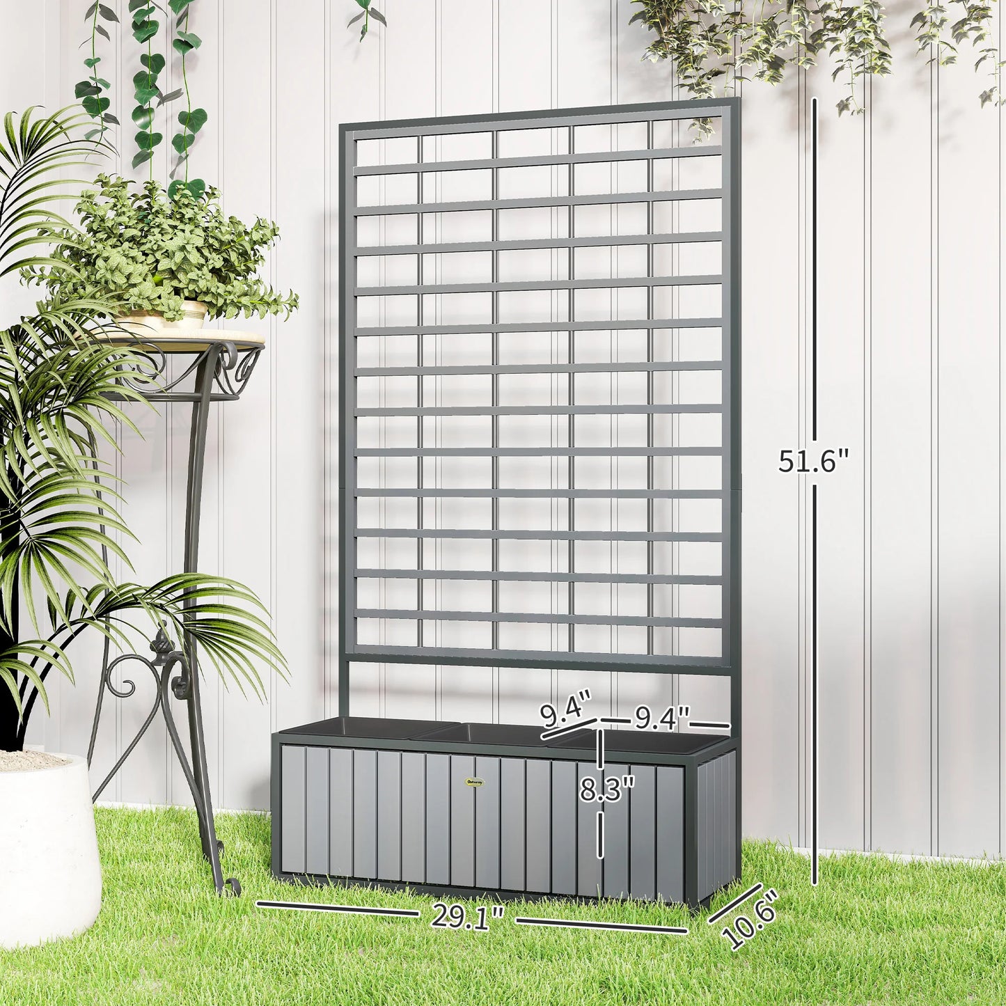 Outsunny Wooden Raised Garden Bed With Trellis And Removable Pots