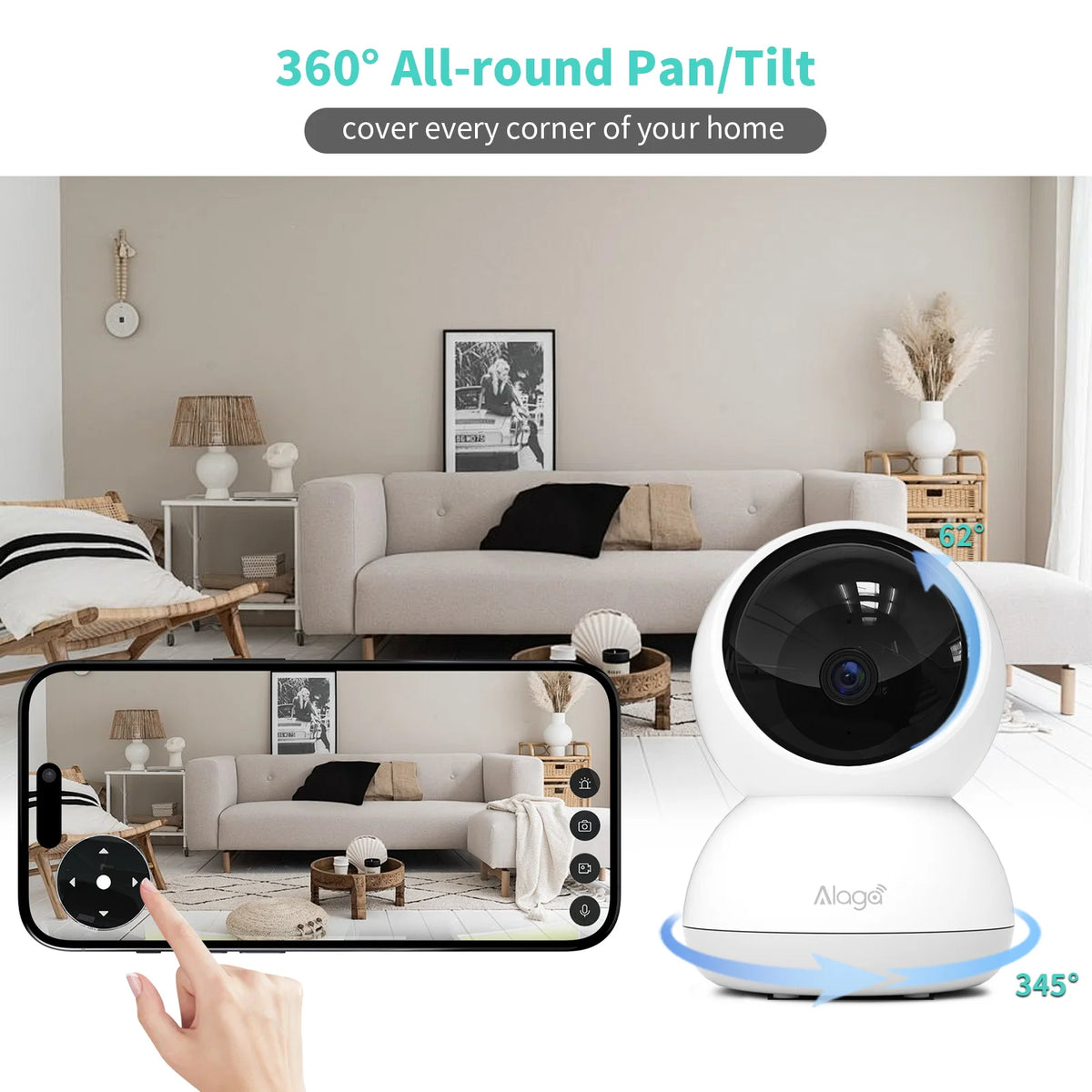 ALAGA Smart WiFi Camera With Auto Tracking Two Way Audio