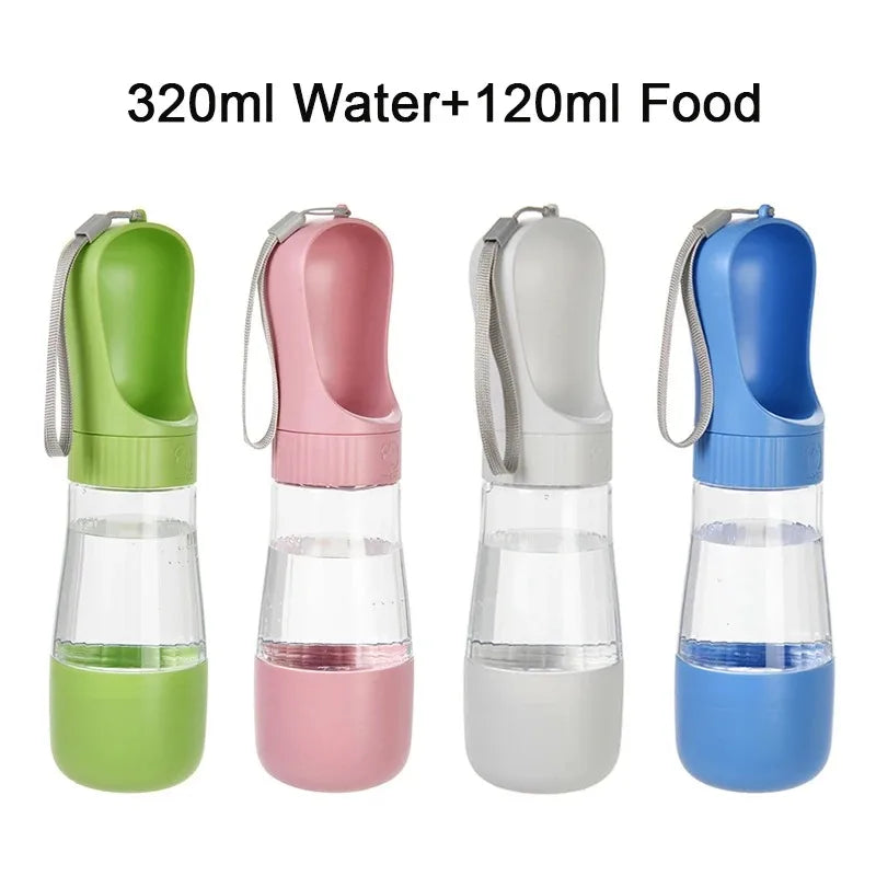 Portable Dog Water Bottle With Food Container For Pets