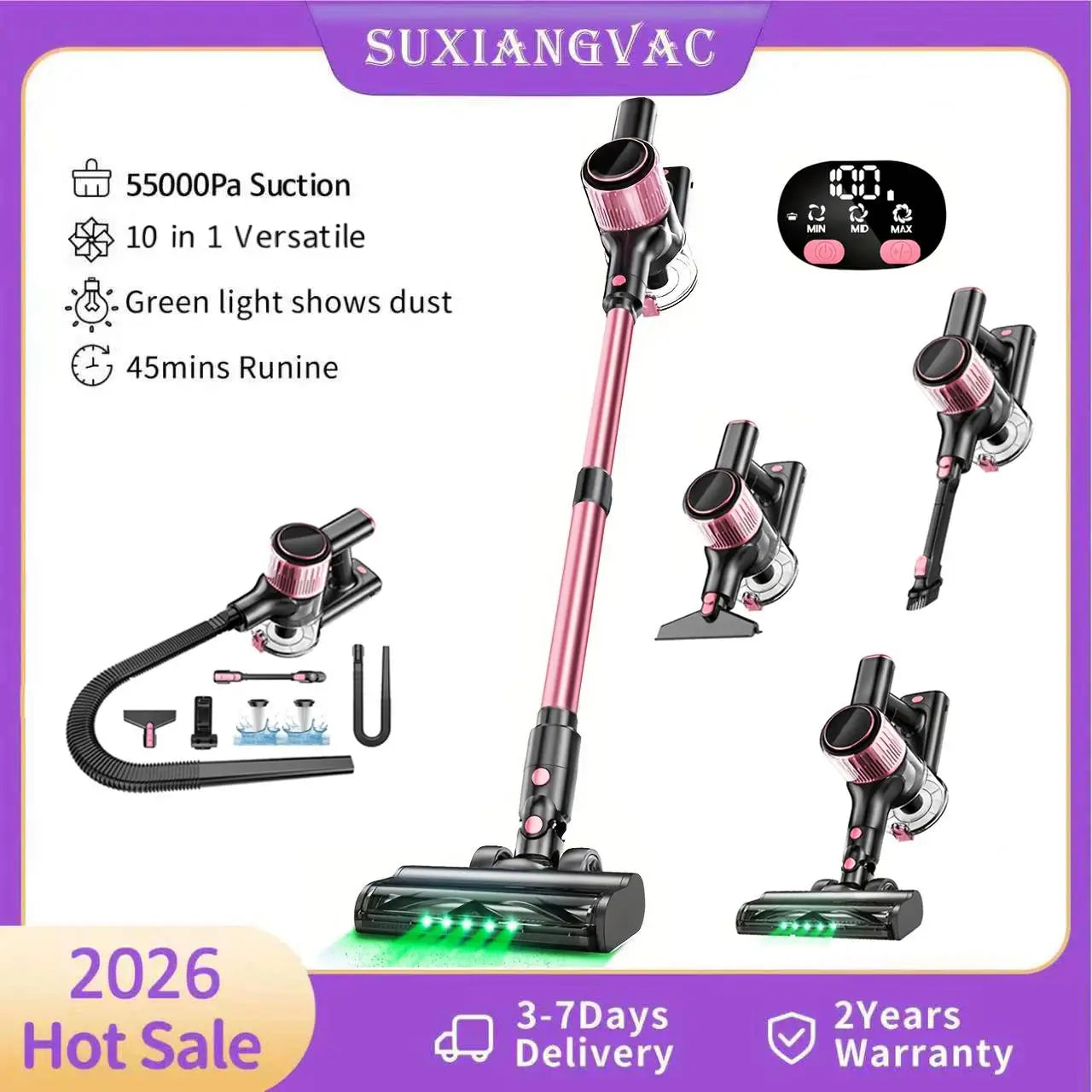 Suxiangvac Cordless Bagless Stick Vacuum Cleaner HEPA Filter