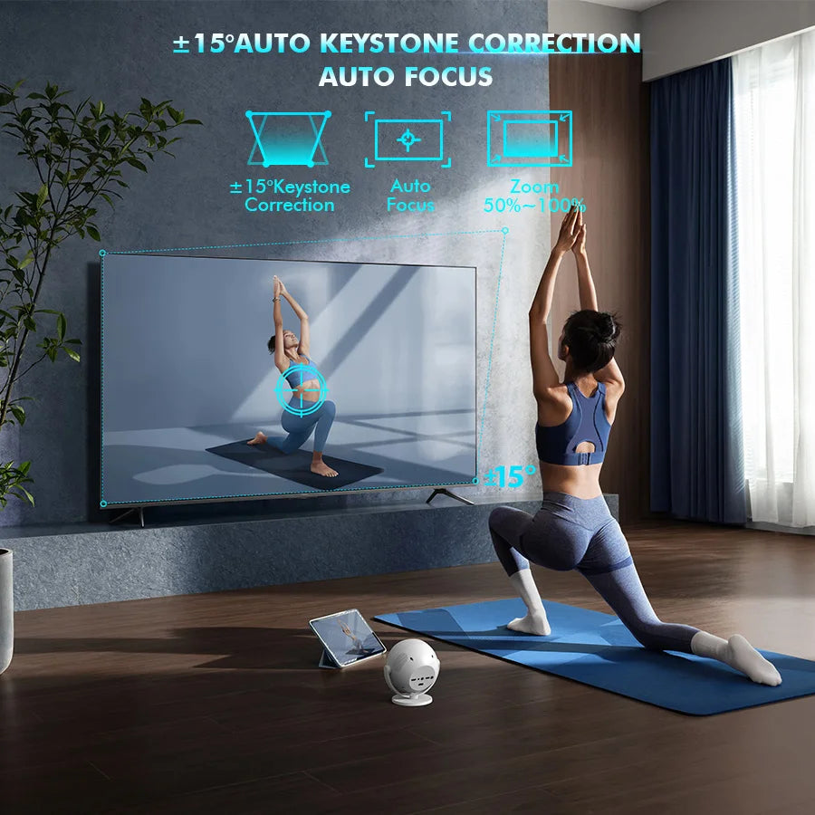Portable Smart Projector Featuring 4K Support Auto Focus And Bluetooth
