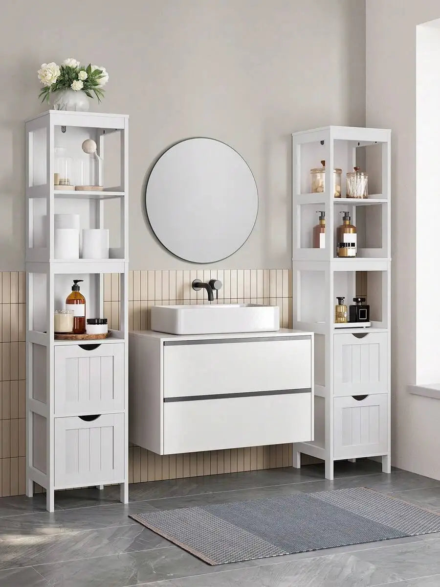 Metal Bathroom Corner Cabinet With Storage Organizer And Drawers
