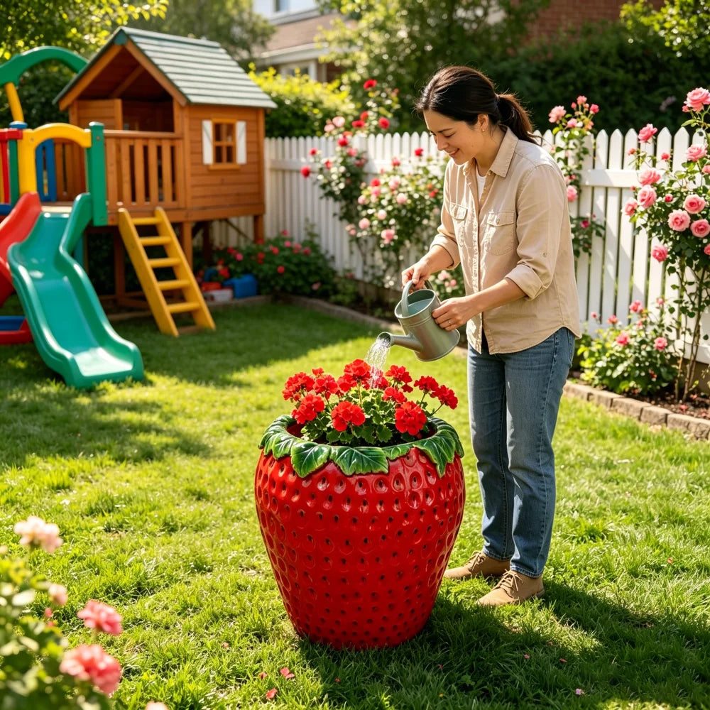 Strawberry Decorative Planter Pot For Outdoor Garden Patio