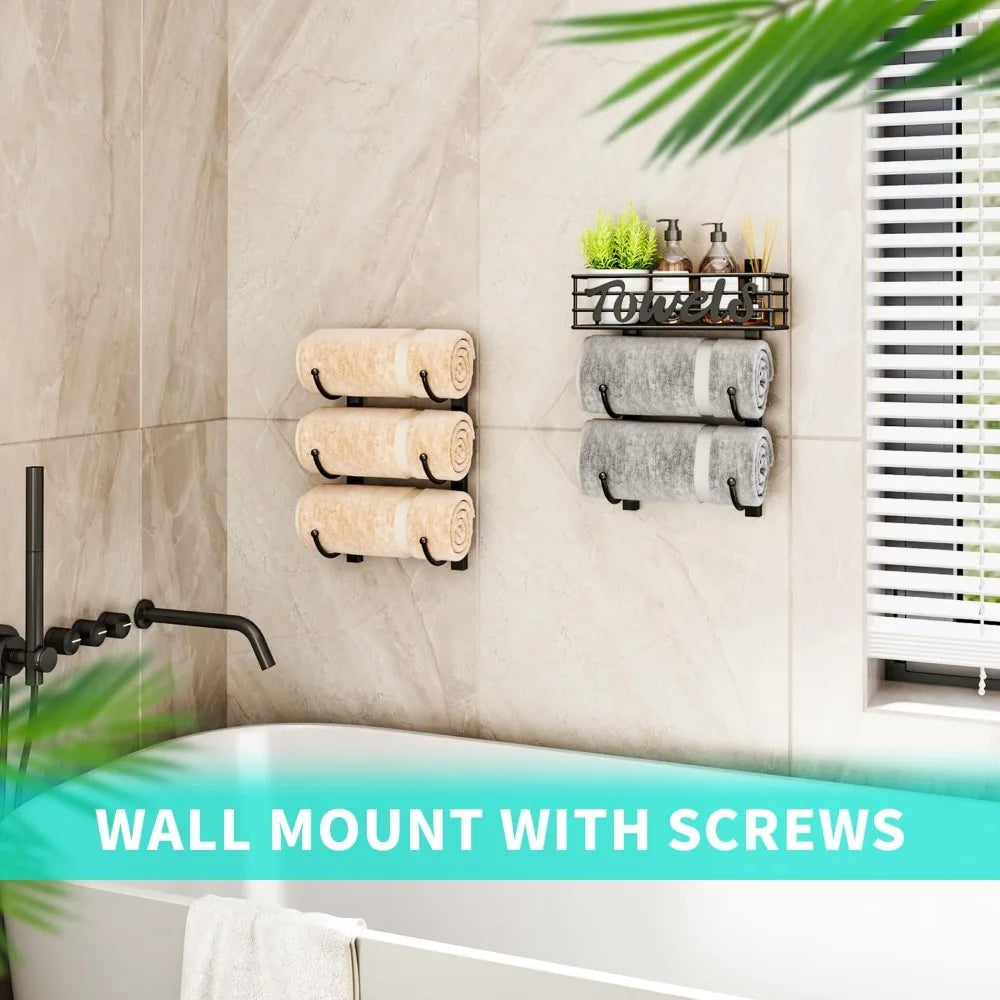 NBVCX Over Door Towel Rack With Metal Storage Basket