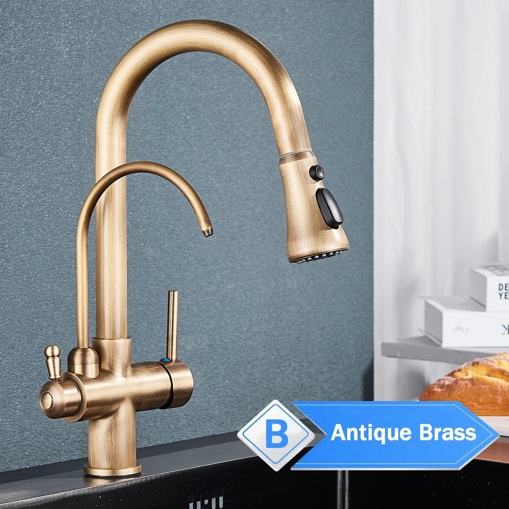 Rozin 3 Way Pull Out Kitchen Faucet With Water Filter