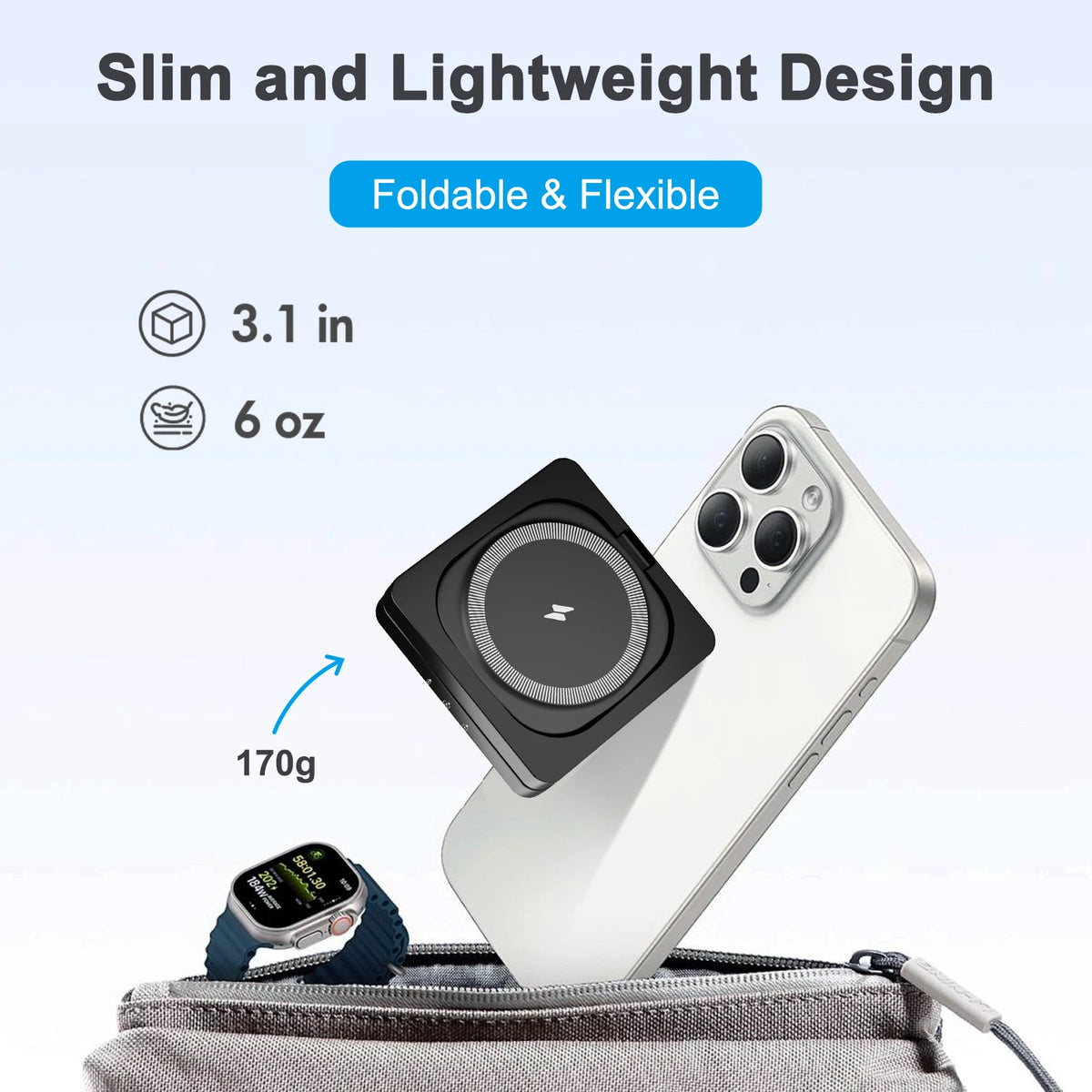 Magnetic Wireless 3in1 Folding Fast Charger For iPhones And Watches