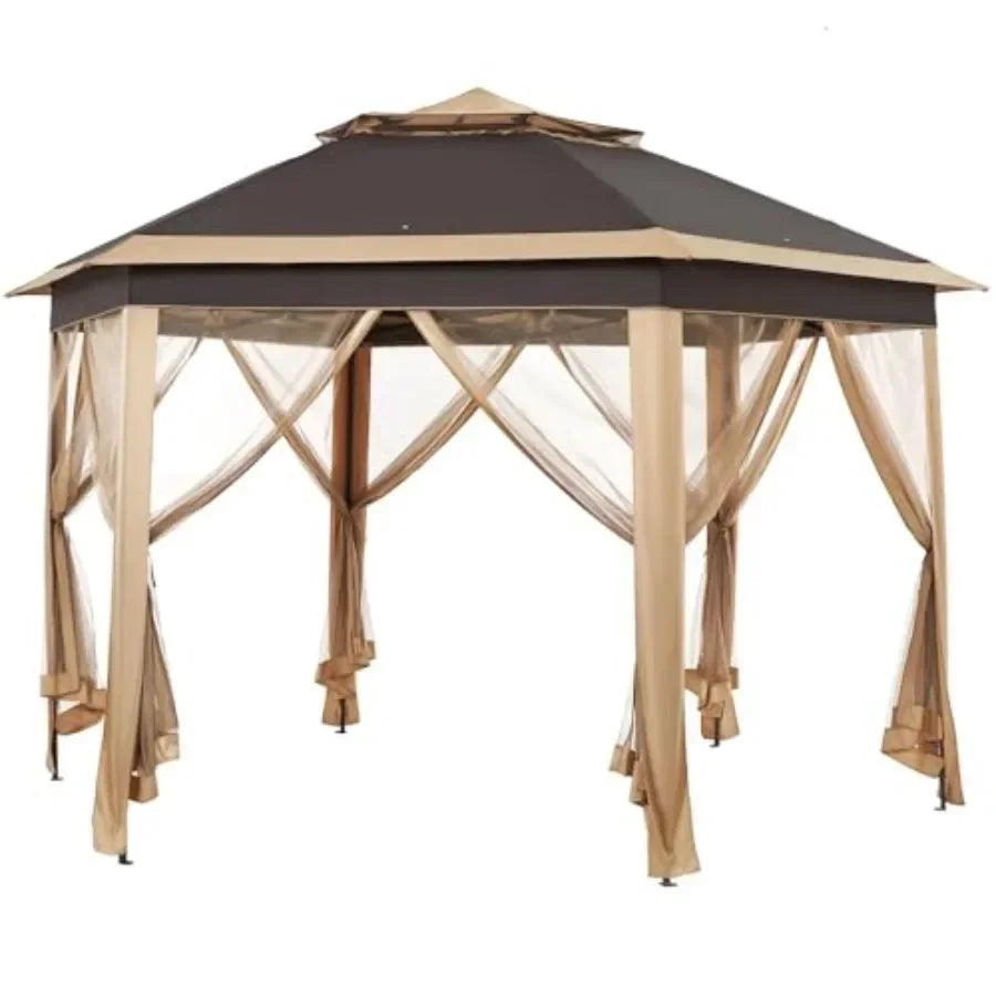 Hexagonal Pop Up Gazebo Outdoor Garden Sun Shade Canopy Tent