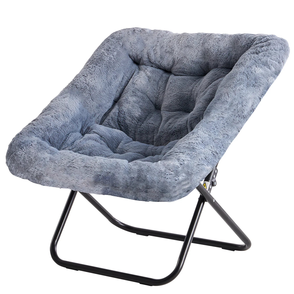 JHK Faux Fur Folding Saucer Chair With Padded Lounge Seat