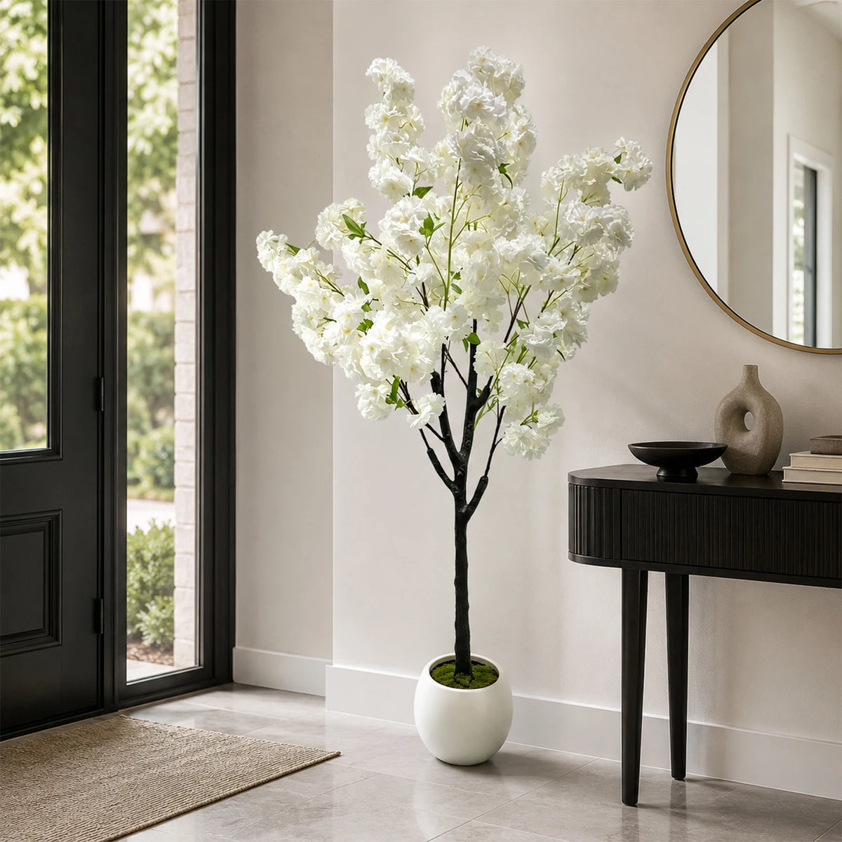 Artificial Cherry Blossom Tree In Pot For Indoor Decoration