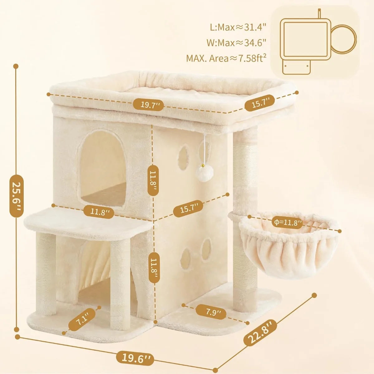 Nbvcx Double Tier Cat Tower With Sisal Posts And Basket