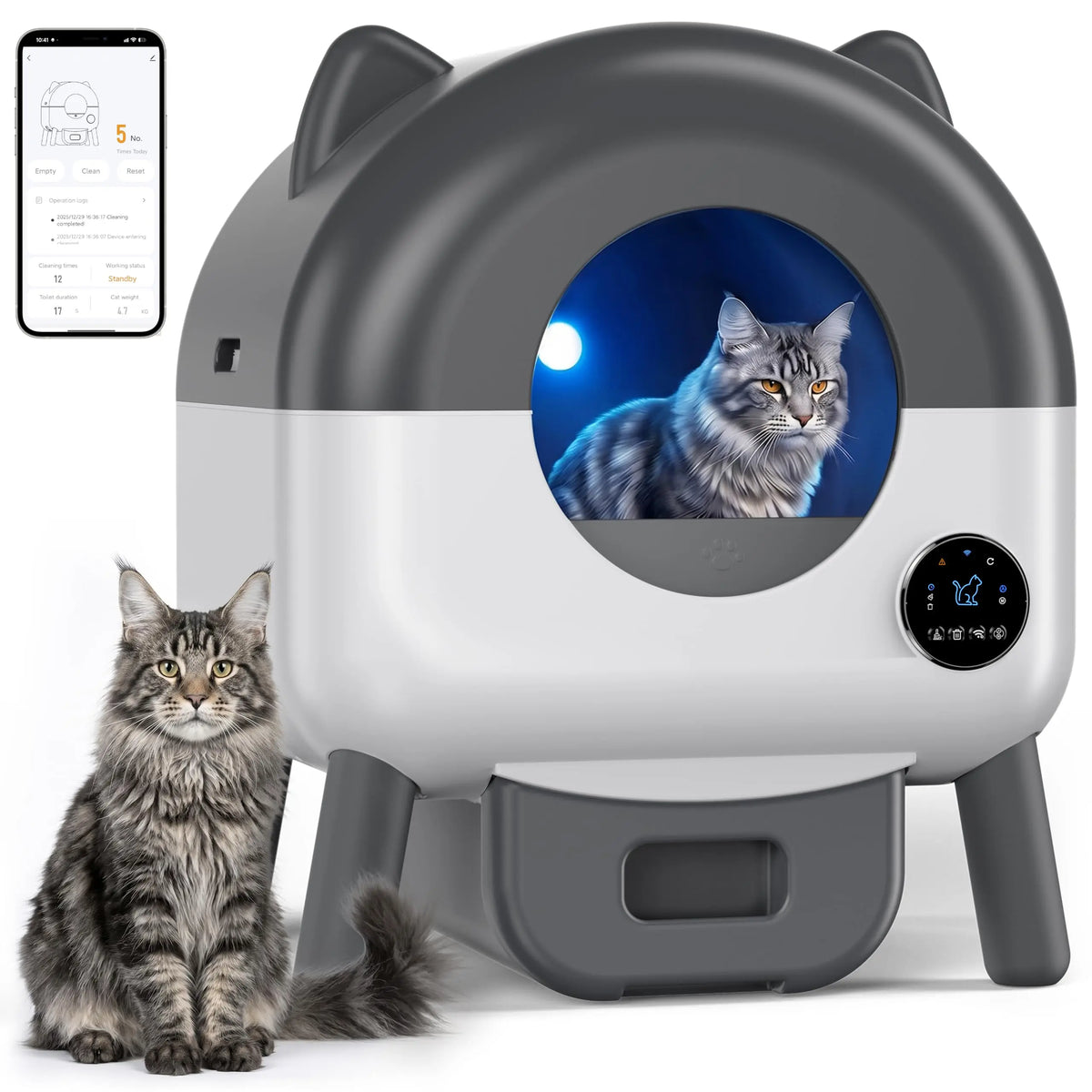 HiMISS Automatic Self Cleaning Cat Litter Box Smart App Control