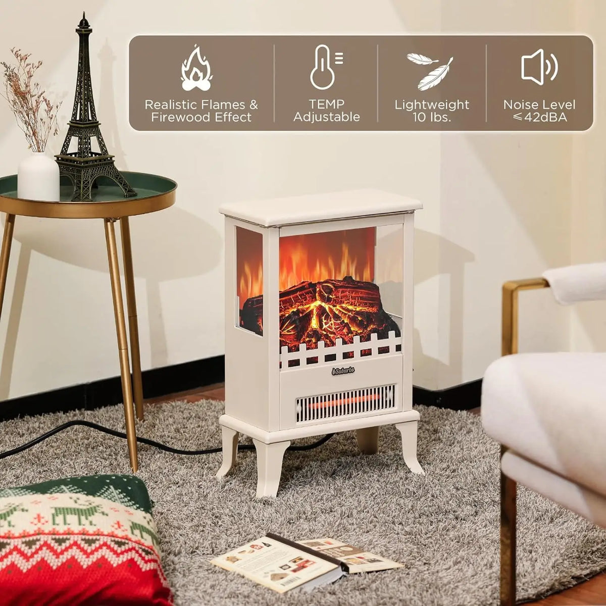 Twister Ck Freestanding Electric Fireplace With Tempered Glass