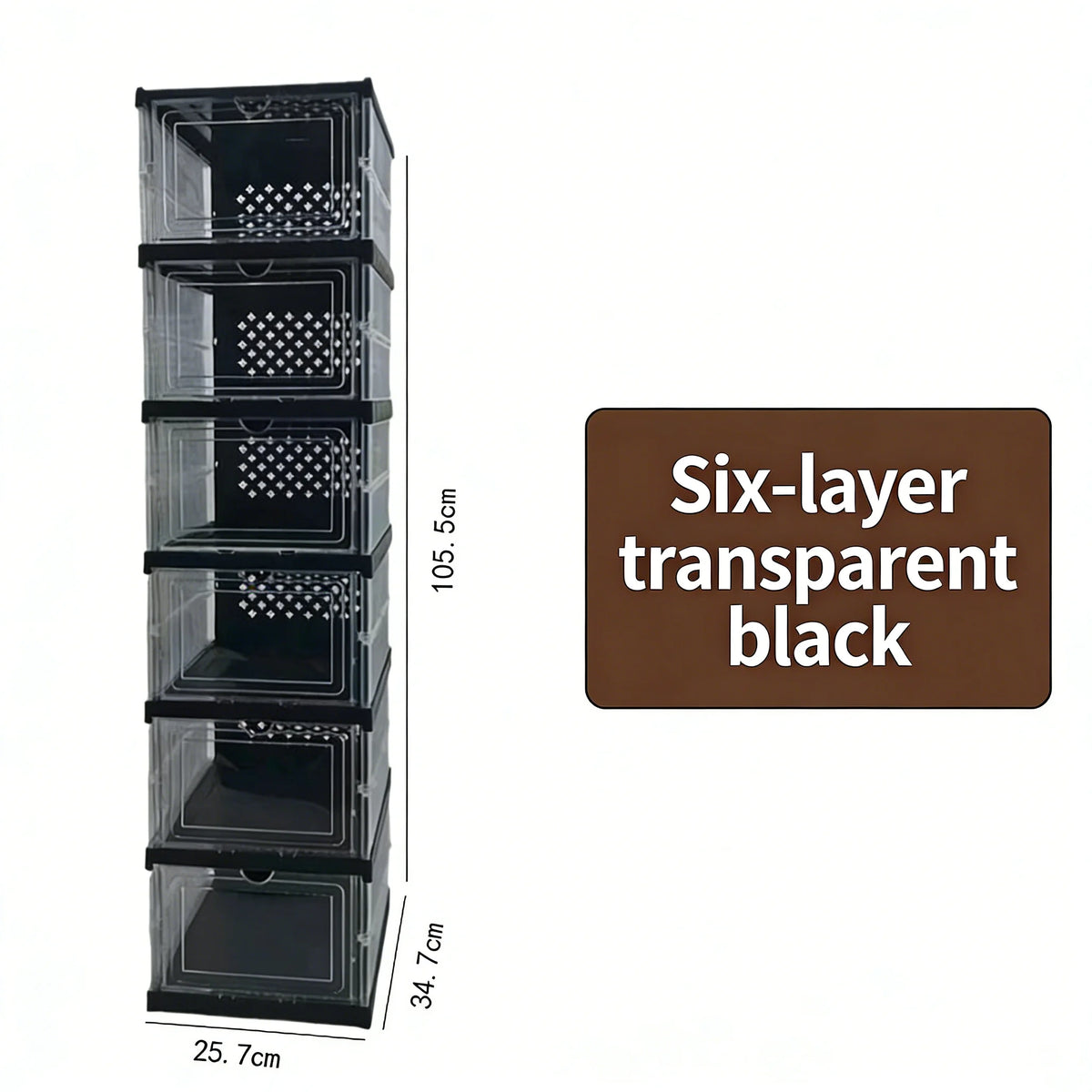 Foldable Transparent Shoe Box With Stackable Plastic Closet Organizer