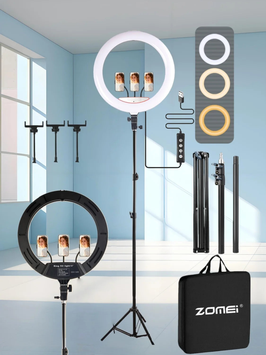 UEGOGO Adjustable Ring Light With Tripod And Phone Mounts