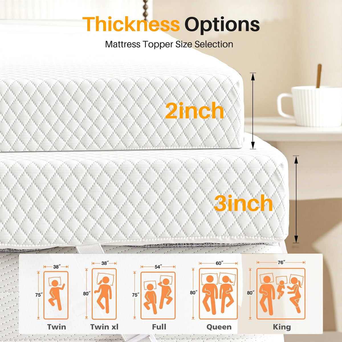 MCQ Memory Foam Mattress Topper With Removable Cooling Cover