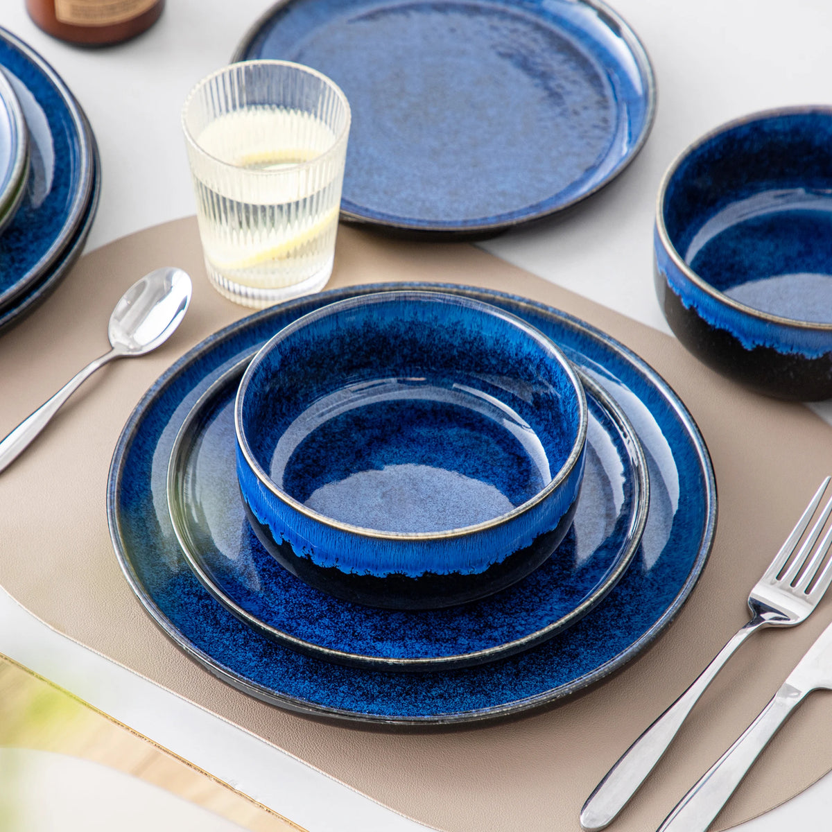 Malacasa Premium Reactive Glaze Ceramic Dinnerware Set