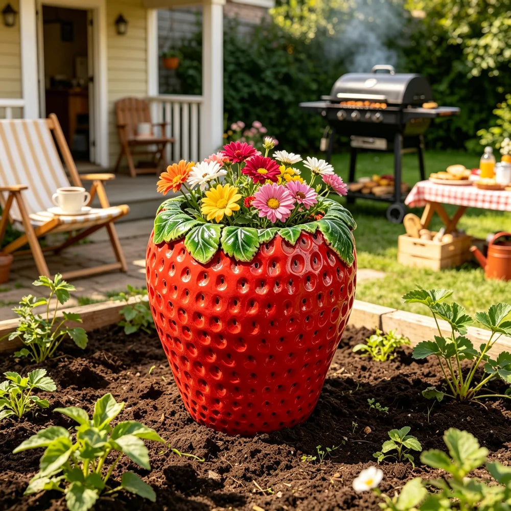 Strawberry Decorative Planter Pot For Outdoor Garden Patio