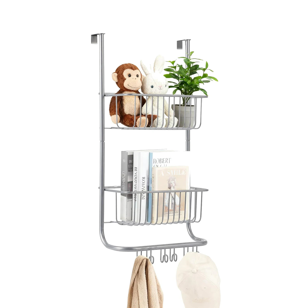 HiMISS Over The Door Metal Storage Rack With 6 Hooks