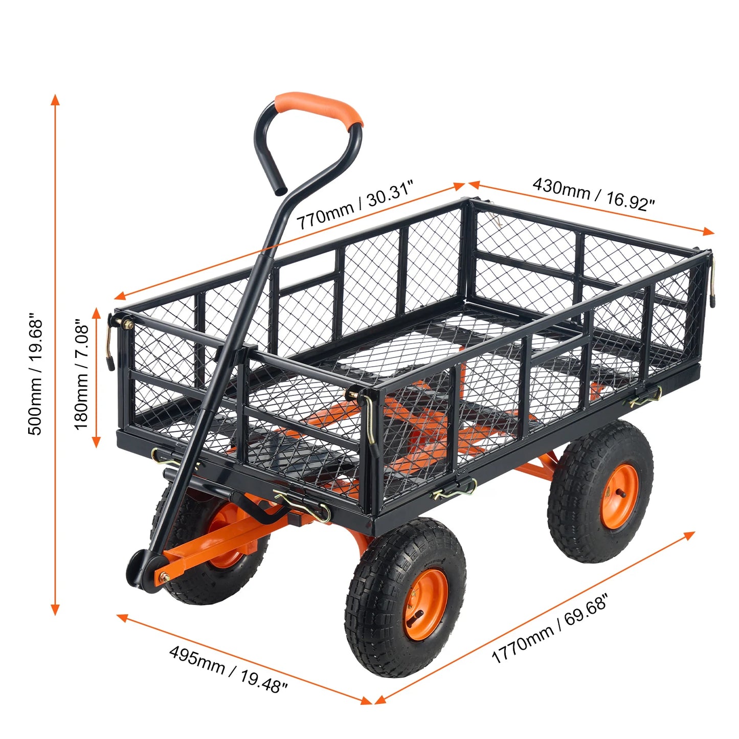 SucceBuy Heavy Duty Metal Garden Cart Versatile Utility Wagon