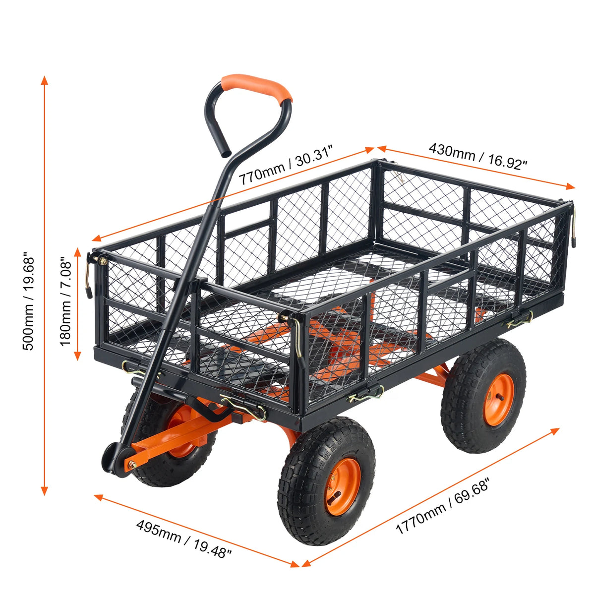 SucceBuy Heavy Duty Garden Utility Cart Dump Wagon For Landscaping