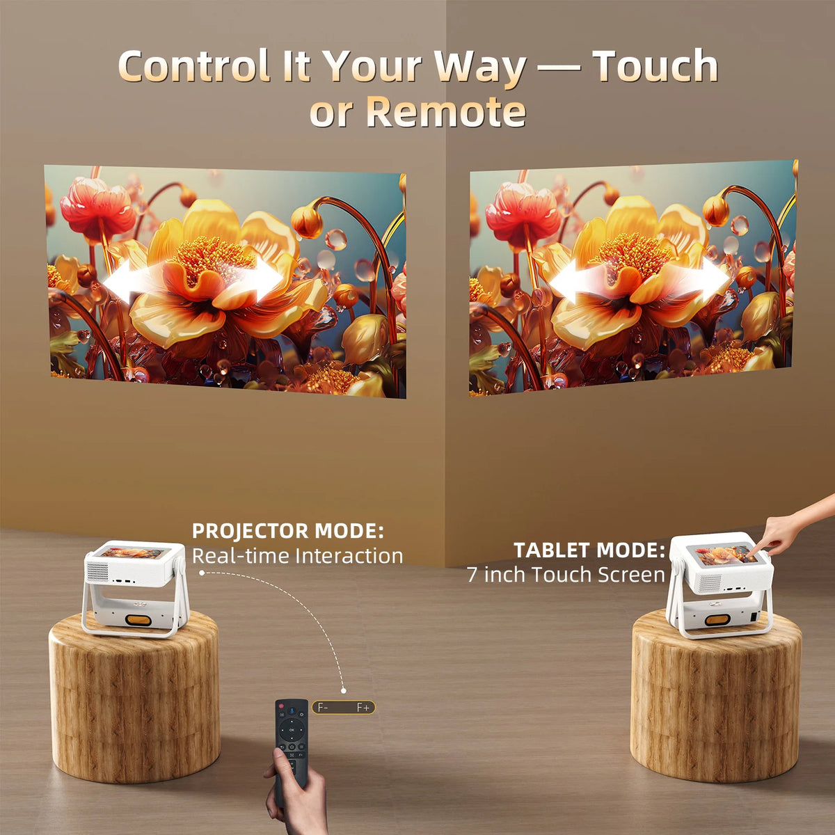 XBJ A5Pro 1080P Portable Projector With Wifi6 Auto Focus