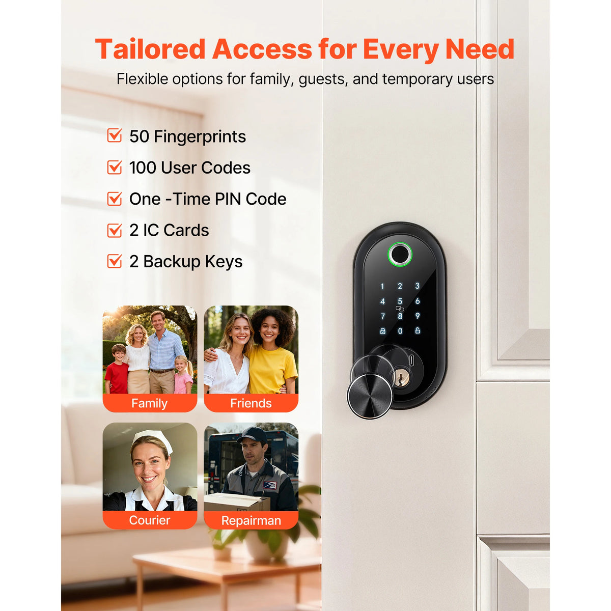 SucceBuy Fingerprint Touchscreen Electronic Door Lock With Auto Locking