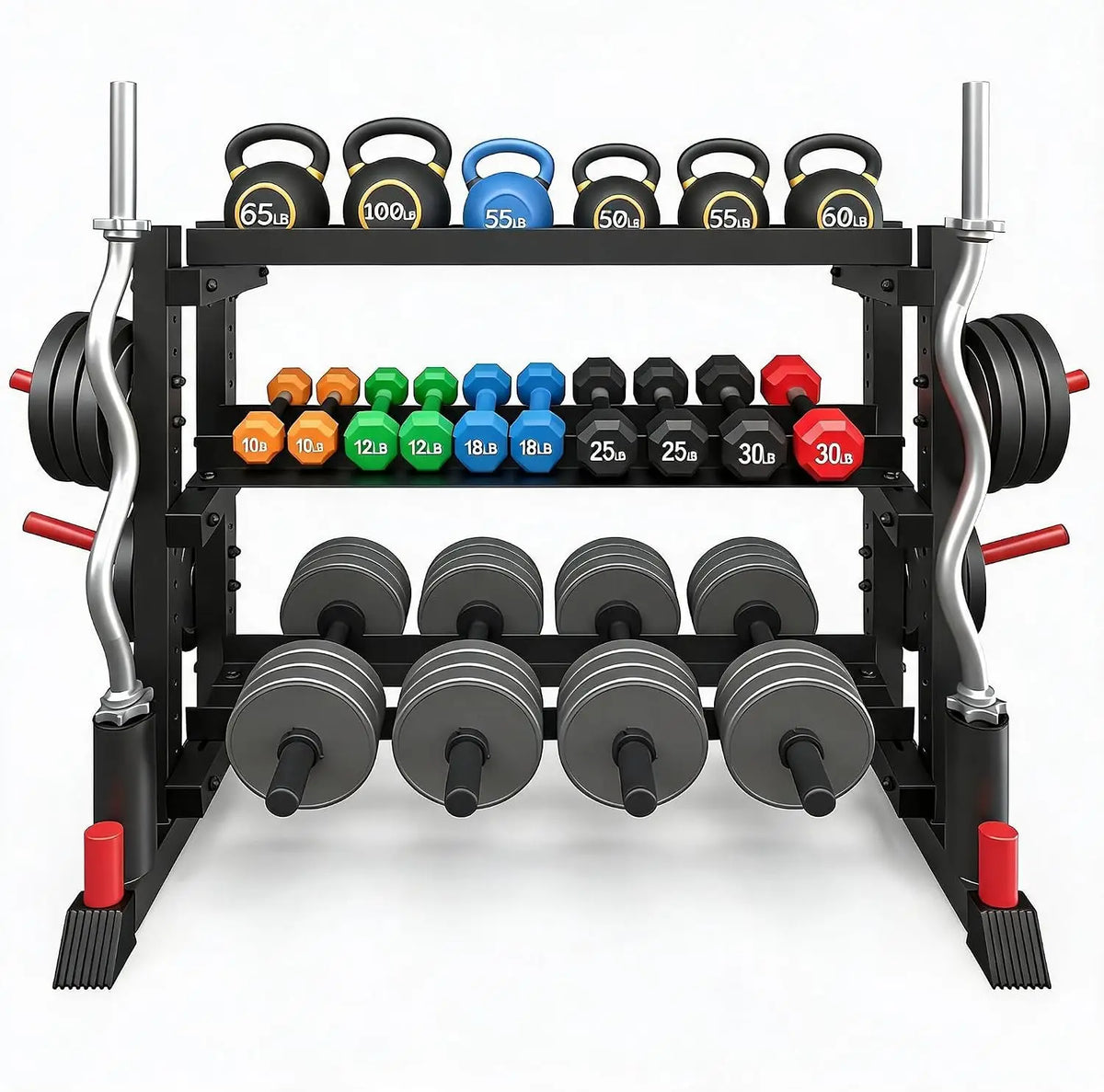 Garvee Heavy Duty Three Tier Dumbbell Rack Stand Organizer
