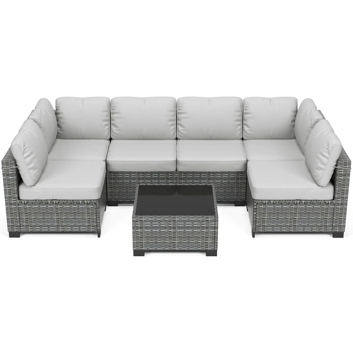 HobbyLane 7-Piece Modular Outdoor PE Rattan Sectional Sofa Set