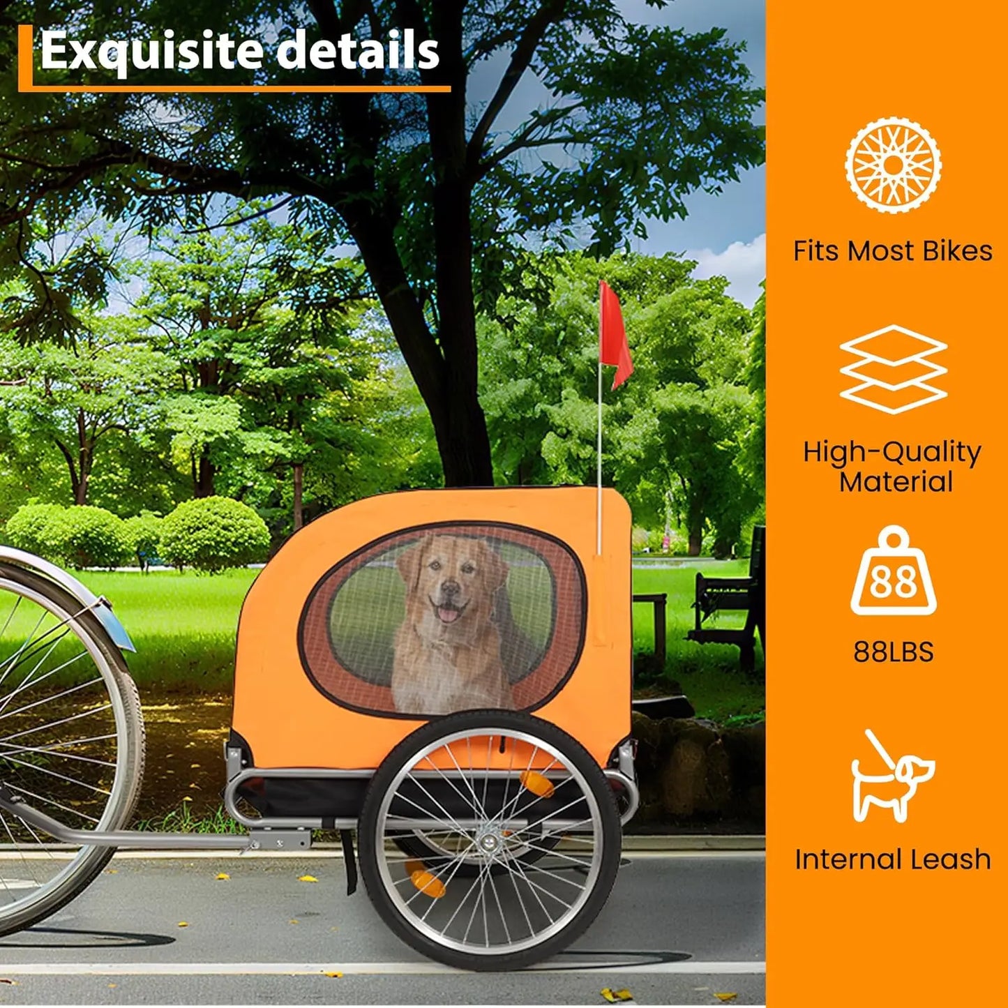 Twister.Ck Foldable Dog Bike Trailer With Quick Release Wheels