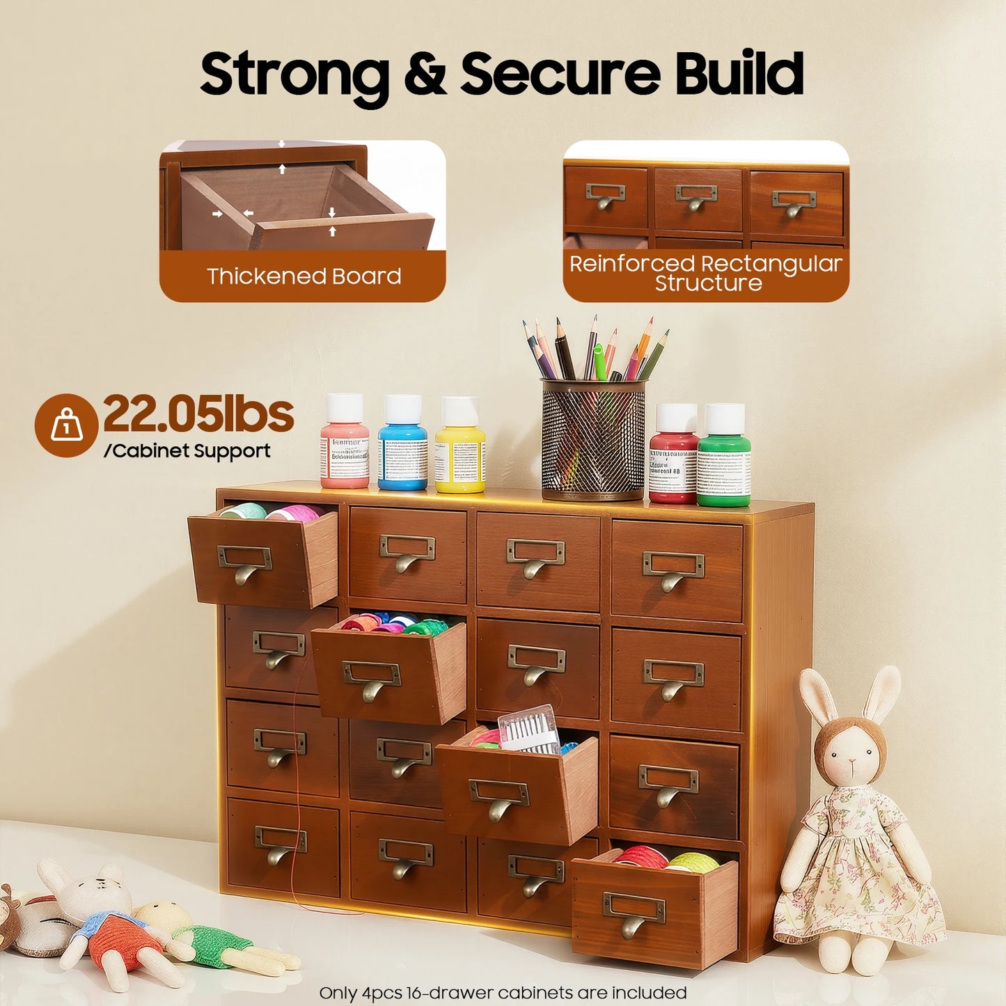 Premium Pine Wood Drawer Cabinet For Home Office Organization