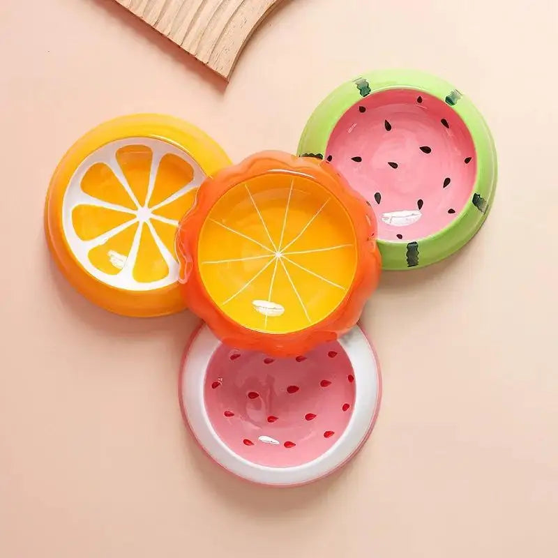 Ceramic Watermelon Shape Pet Bowl For Cats And Dogs