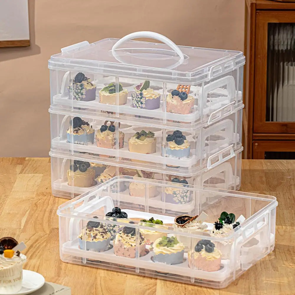 Bymaocar Stackable 4 Tier Cupcake And Brownie Carrier
