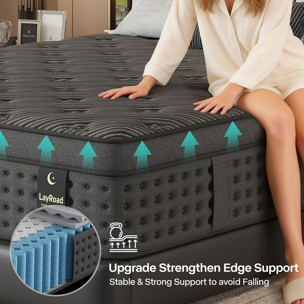 LAYROAD Memory Foam Hybrid Mattress With Pocket Springs Medium Firm