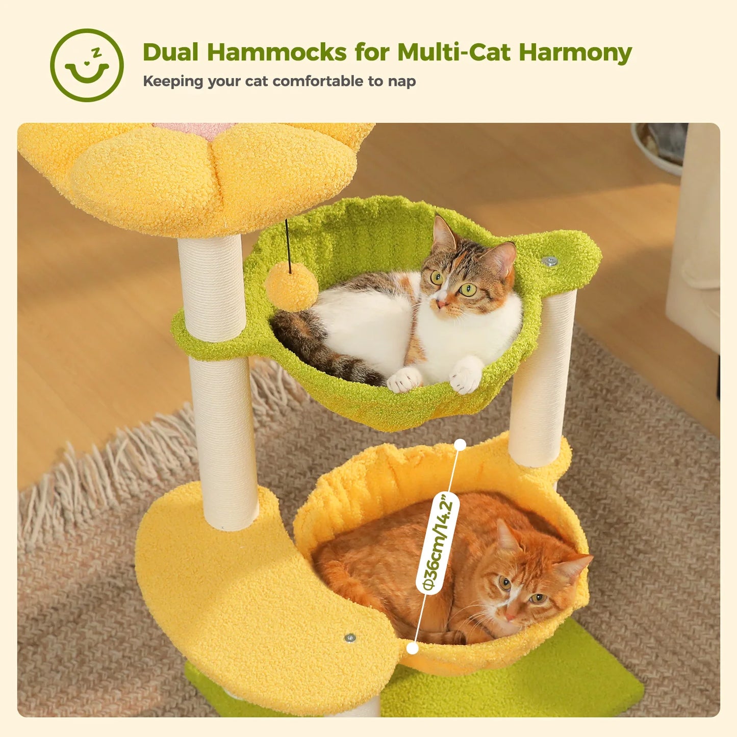 PAWZ Road Flower Cat Tree Featuring Sisal Posts And Hammocks