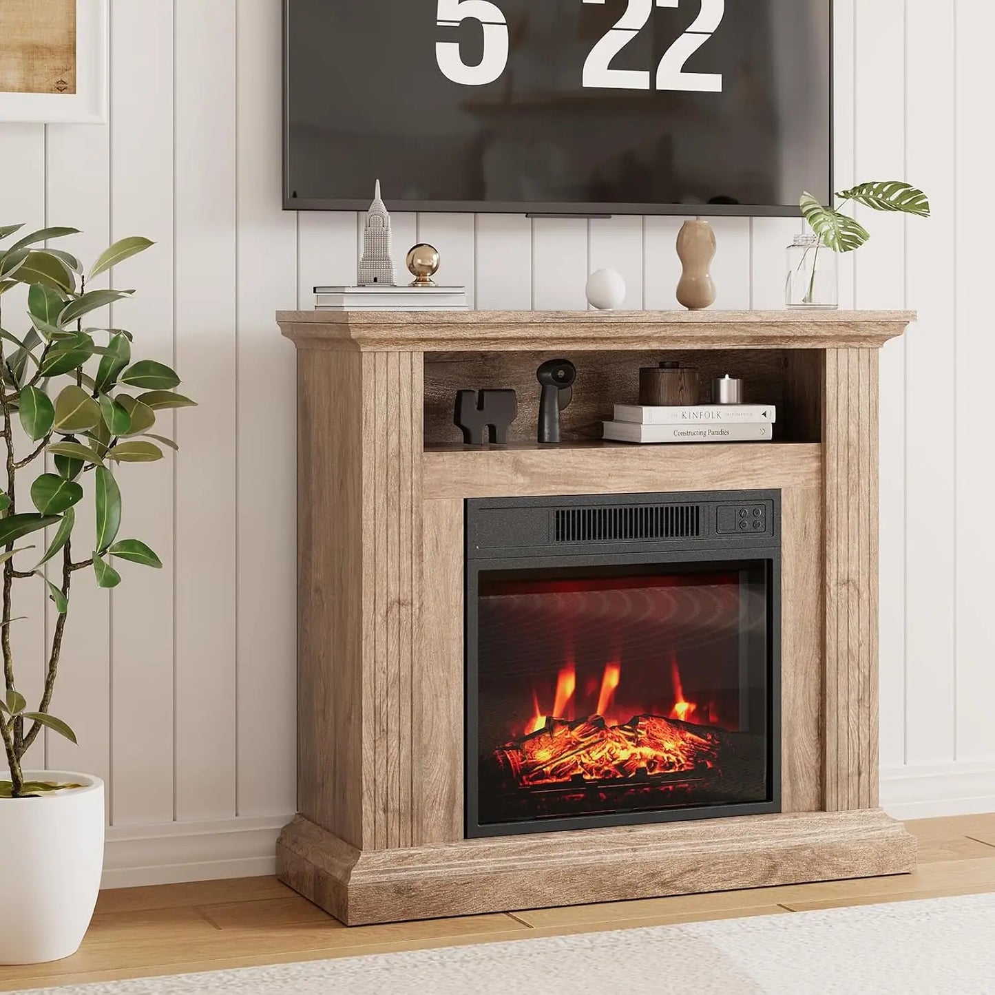 Freestanding Electric Fireplace TV Stand With Heater And Remote