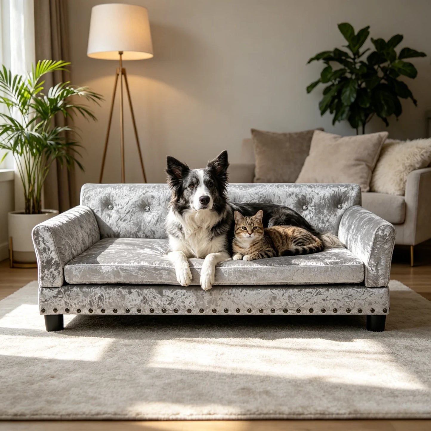 Bingopaw Elevated Dog Sofa Bed With Breathable Velvet Cushion