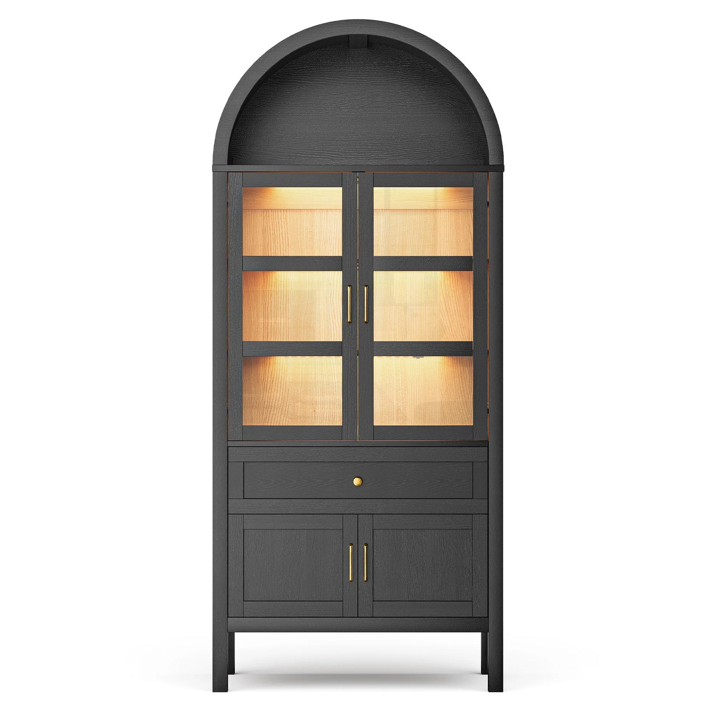 Cottinch Modern Arched Storage Cabinet With Adjustable Wooden Shelves