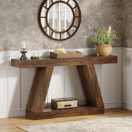 Tribesigns Rustic Industrial Console Table With Storage for Entryway and Living Room