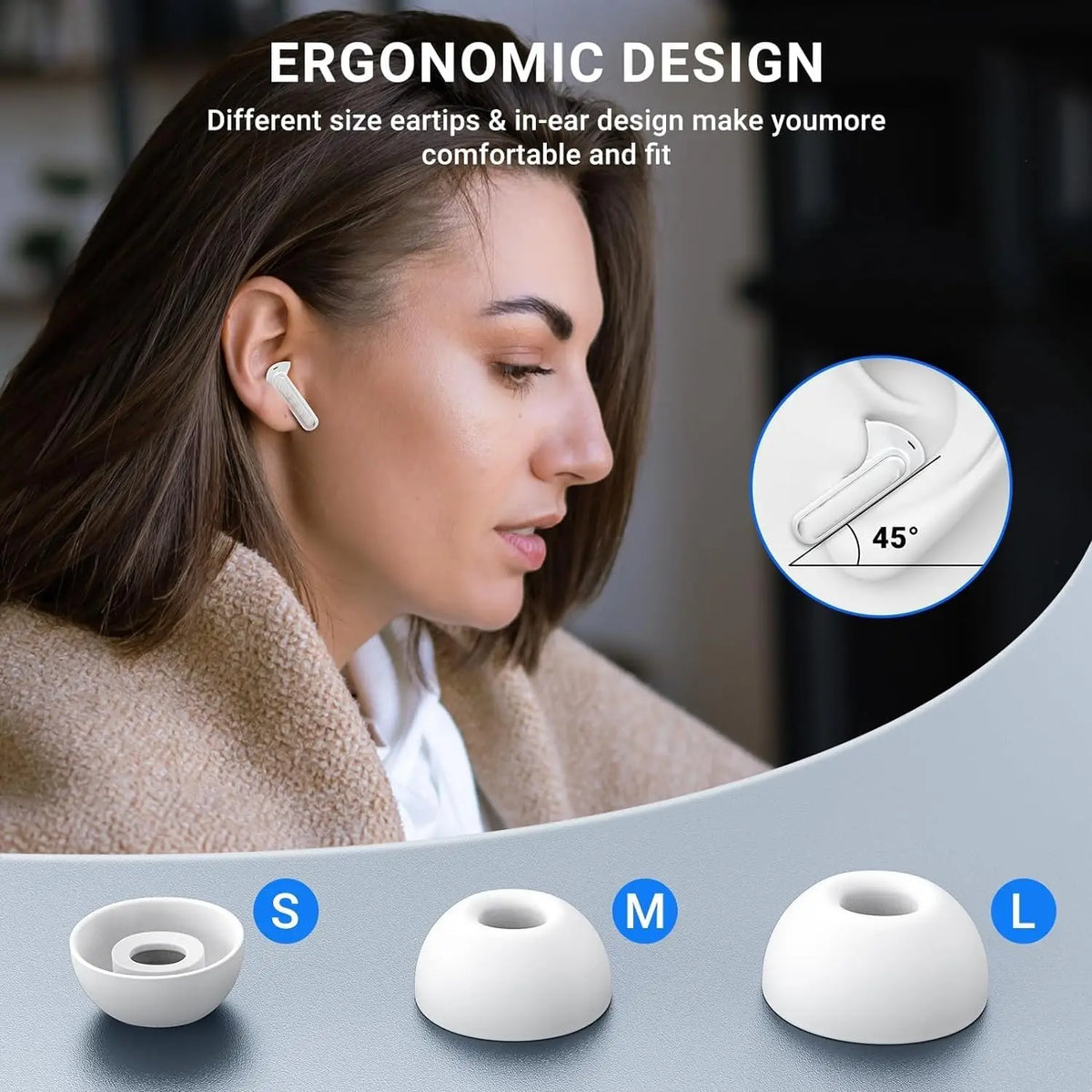 ZZLOVE Wireless Earbuds With Active Noise Cancellation And Heart Rate Monitor