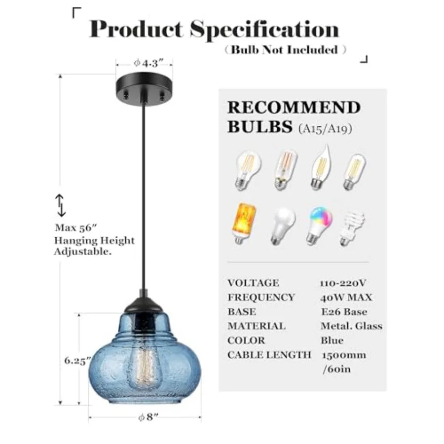 Modern Hand Blown Bubble Glass Pendant Lighting Set