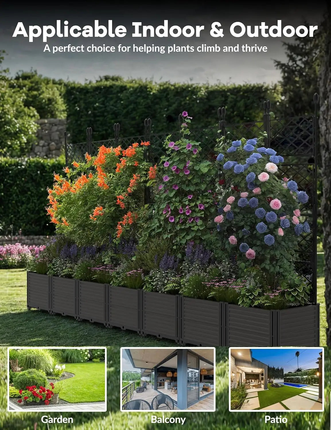 TWISTER CK Plastic Planter Box With Trellis And Drainage