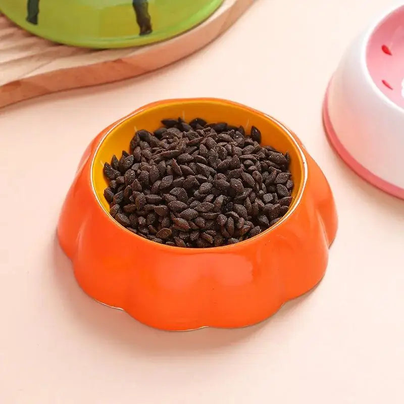 Ceramic Watermelon Shape Pet Bowl For Cats And Dogs