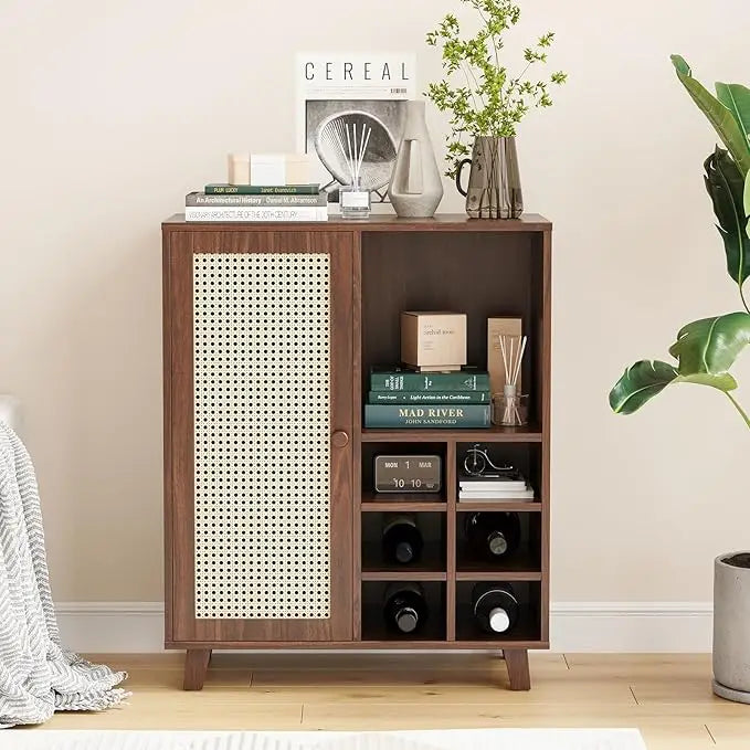 FARINI Farmhouse Sideboard Cabinet With Wine Racks And Storage