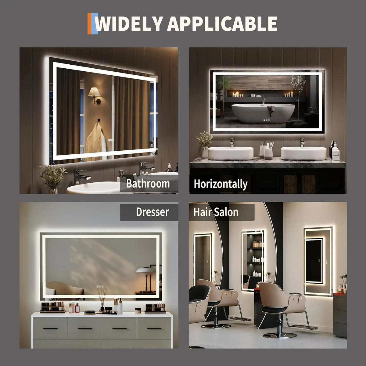 Twister.Ck Led Bathroom Mirror With Anti Fog And Dimmable Light