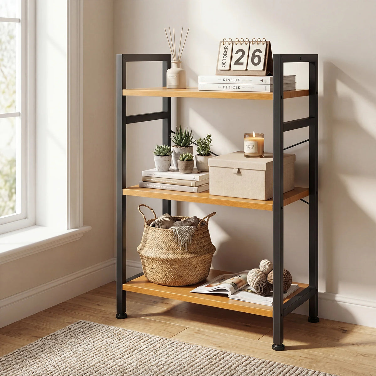 MCQ Wooden Bookshelf With Graduated Shelves And Adjustable Feet