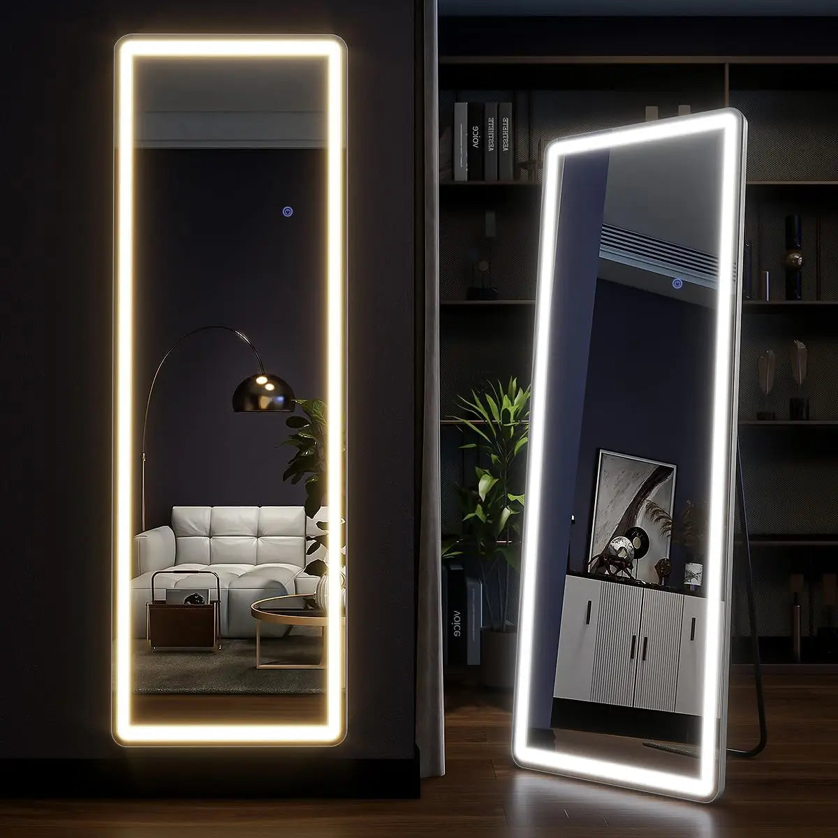 Koonmi Full Length LED Floor Mirror With Dimmable Lighted Stand