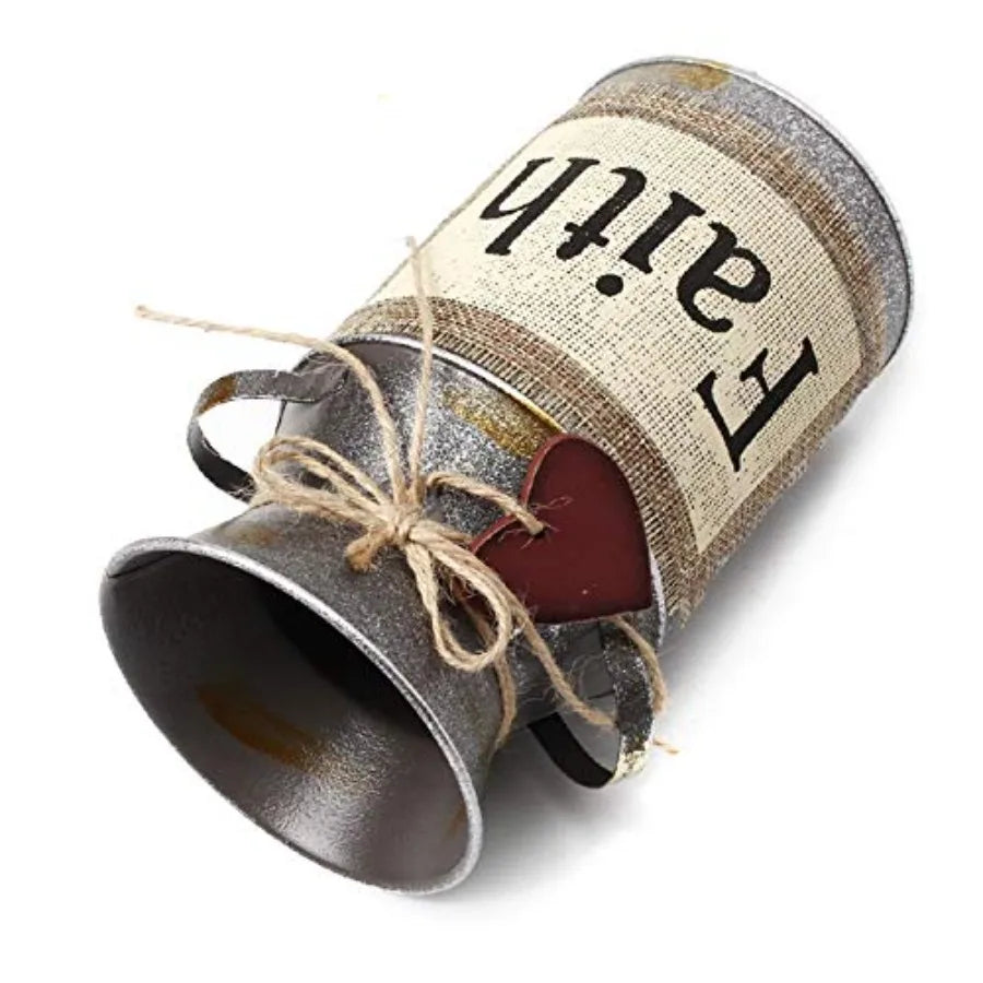 Rustic Ceramic Milk Can Vase With Rope Design Home Decoration