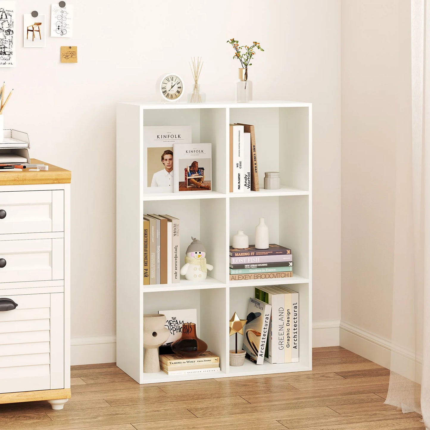 Homasis Modern 6 Cube Bookcase Versatile Storage Organizer Shelf
